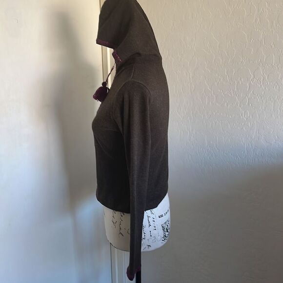 Free People Brown Zipper Closure Hoodie Sweater Casual Boho Feminine - Picture 2 of 9